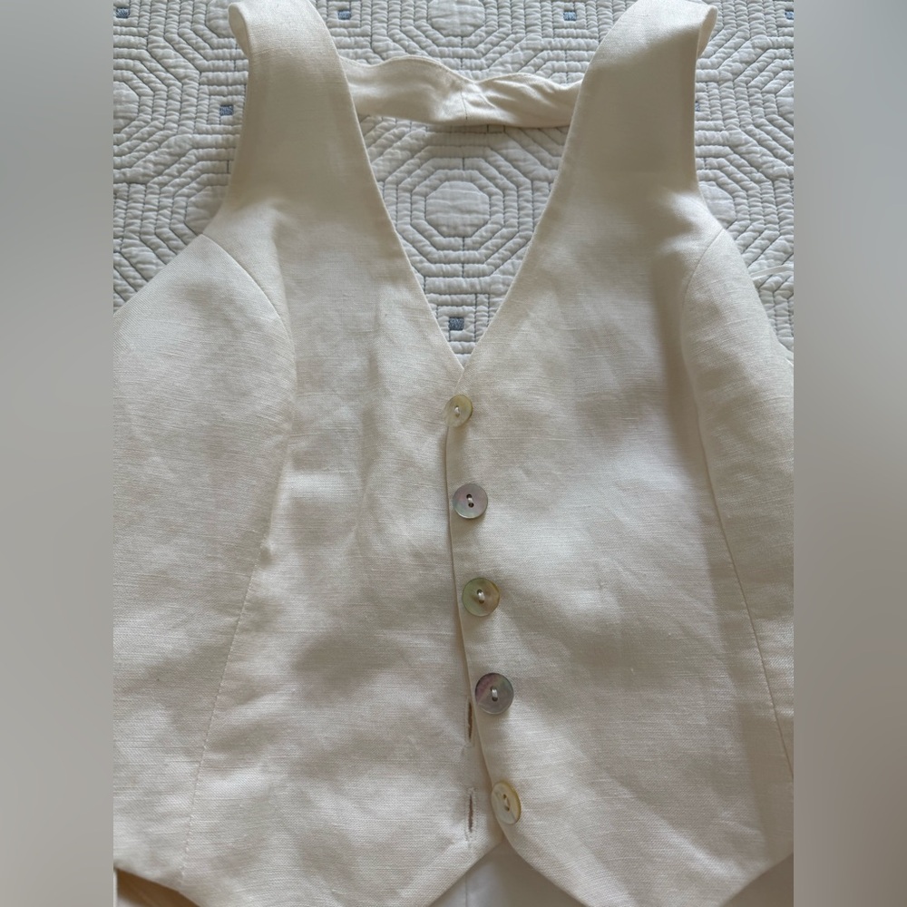 NWT-Amanda Uprichard off white Halter Button-Down Romper - Picture 7 of 12